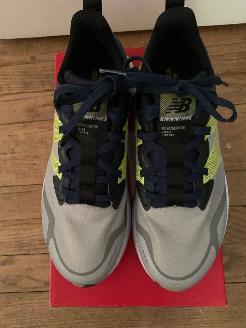 New Balance Kids Gray, Navy and Neon Yellow Sneakers